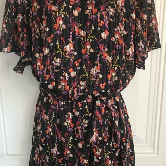 Lane Bryant Brand Black Multi Ditsy Floral Shimmer Maxi Dress + size 20 in EUC - Picture 7 of 16